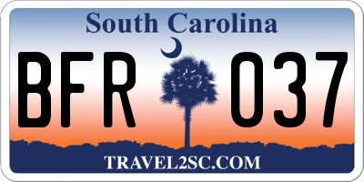 SC license plate BFR037