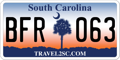 SC license plate BFR063