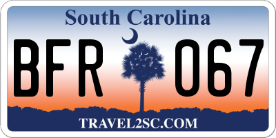 SC license plate BFR067