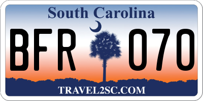 SC license plate BFR070
