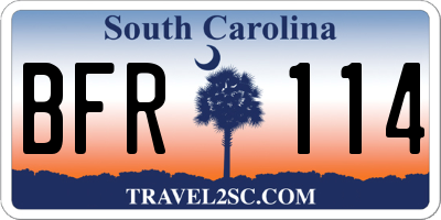 SC license plate BFR114