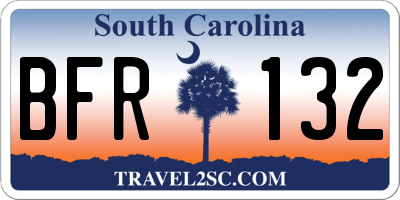 SC license plate BFR132