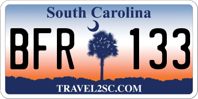 SC license plate BFR133
