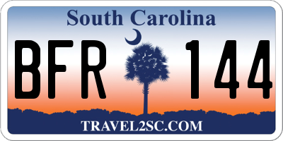 SC license plate BFR144