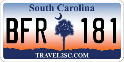 SC license plate BFR181
