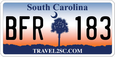 SC license plate BFR183