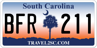 SC license plate BFR211