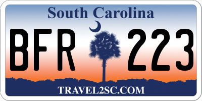 SC license plate BFR223