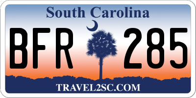 SC license plate BFR285