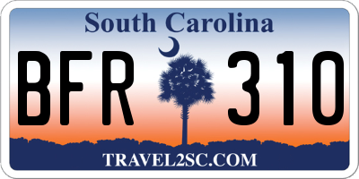 SC license plate BFR310