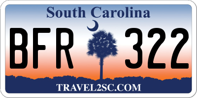 SC license plate BFR322