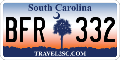 SC license plate BFR332