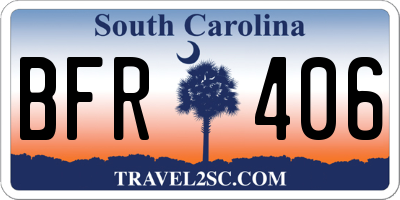 SC license plate BFR406