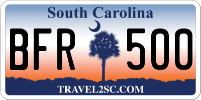 SC license plate BFR500