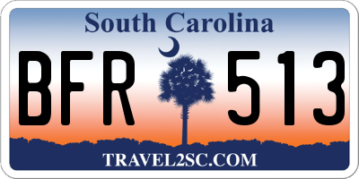 SC license plate BFR513