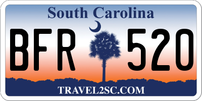 SC license plate BFR520