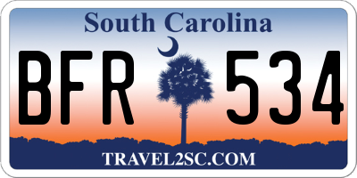 SC license plate BFR534