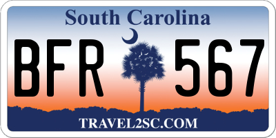 SC license plate BFR567