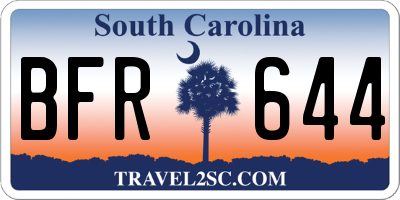 SC license plate BFR644