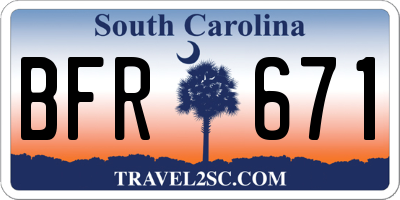 SC license plate BFR671