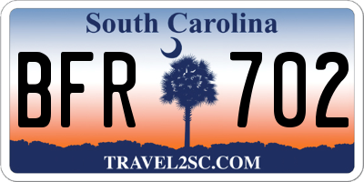 SC license plate BFR702