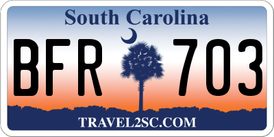 SC license plate BFR703