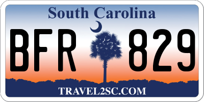 SC license plate BFR829