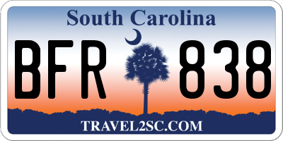 SC license plate BFR838
