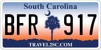 SC license plate BFR917