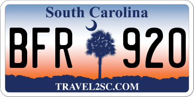 SC license plate BFR920
