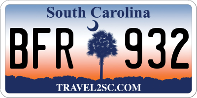 SC license plate BFR932