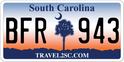 SC license plate BFR943