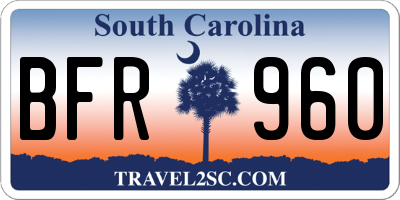 SC license plate BFR960