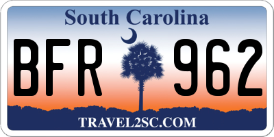 SC license plate BFR962