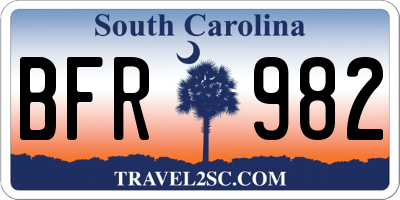 SC license plate BFR982