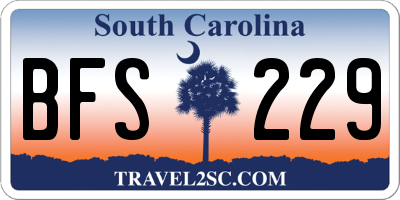 SC license plate BFS229