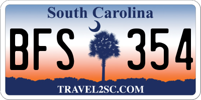 SC license plate BFS354