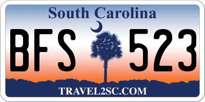 SC license plate BFS523