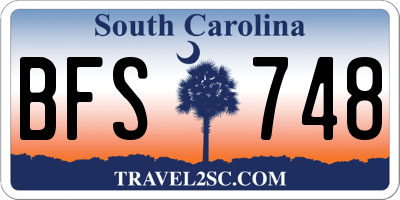 SC license plate BFS748
