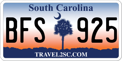 SC license plate BFS925