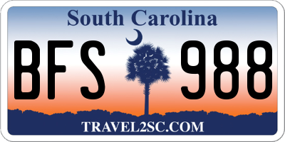 SC license plate BFS988