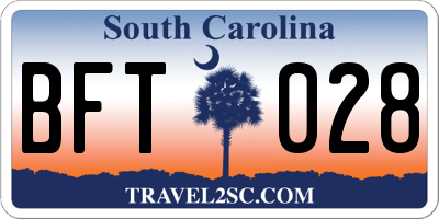 SC license plate BFT028