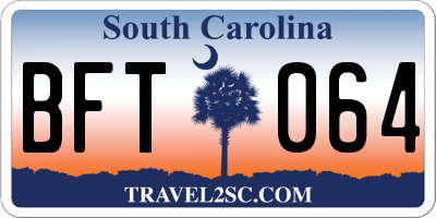 SC license plate BFT064