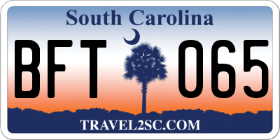 SC license plate BFT065
