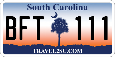 SC license plate BFT111