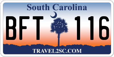 SC license plate BFT116