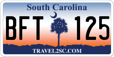SC license plate BFT125