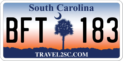 SC license plate BFT183