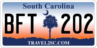 SC license plate BFT202
