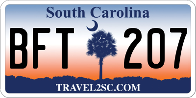 SC license plate BFT207